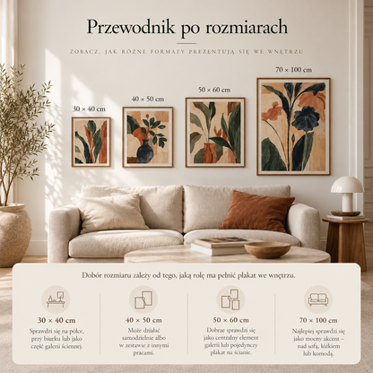Przewodnik po rozmiarach plakatów JOE Studio: 30 × 40, 40 × 50, 50 × 60 i 70 × 100 cm